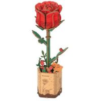 RoboTime 3D dřevěná skládačka Červená růže