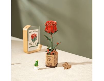 RoboTime 3D dřevěná skládačka Červená růže
