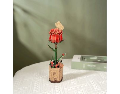 RoboTime 3D dřevěná skládačka Červená růže