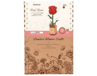 RoboTime 3D dřevěná skládačka Červená růže