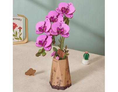 RoboTime 3D dřevěná skládačka Fialová orchidej