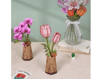 RoboTime 3D dřevěná skládačka Fialová orchidej