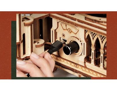 RoboTime 3D dřevěné mechanické puzzle Gramofon elektrický pohon