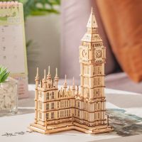RoboTime dřevěné 3D puzzle hodinová věž Big Ben svítící 3