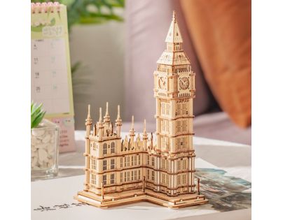 RoboTime dřevěné 3D puzzle hodinová věž Big Ben svítící