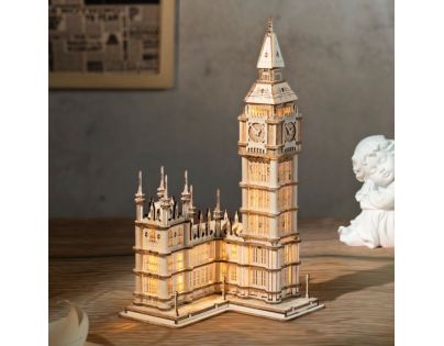 RoboTime dřevěné 3D puzzle hodinová věž Big Ben svítící