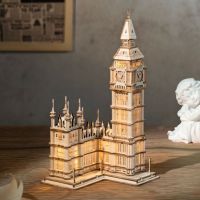 RoboTime dřevěné 3D puzzle hodinová věž Big Ben svítící 4
