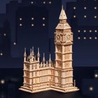 RoboTime dřevěné 3D puzzle hodinová věž Big Ben svítící 5