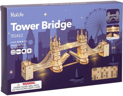 RoboTime dřevěné 3D puzzle most Tower Bridge svítící