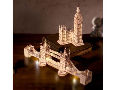 RoboTime dřevěné 3D puzzle most Tower Bridge svítící