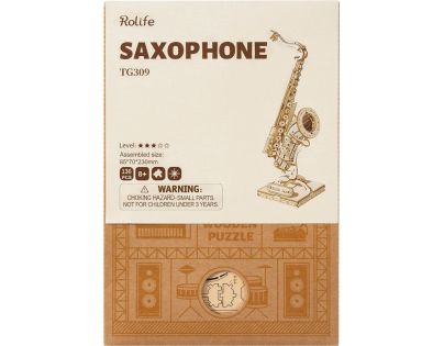 RoboTime dřevěné 3D puzzle Saxofon