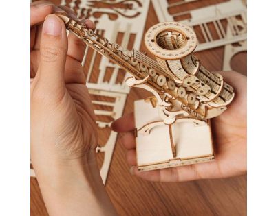 RoboTime dřevěné 3D puzzle Saxofon