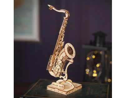 RoboTime dřevěné 3D puzzle Saxofon