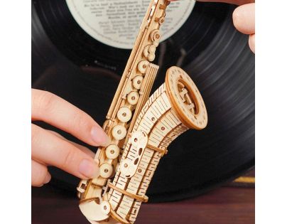 RoboTime dřevěné 3D puzzle Saxofon