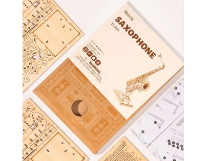 RoboTime dřevěné 3D puzzle Saxofon