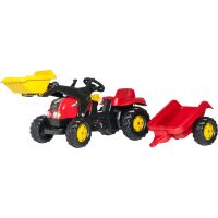 Rolly Toys 023127 - Šlapací traktor Rolly Kid s přívěsem a nakladačem-červený 2