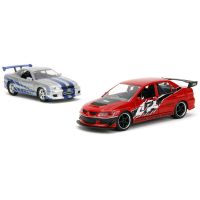 Rychle a zběsile Twin Pack 2006 Mitsubishi Lancer Evo IX + Brianův 2002 Nissan Skyline GTR R34, 1:32 Wave 3