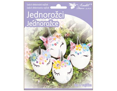 Anděl Sada k dekorování vajíček 4 ks Jednorožci