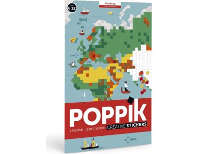 Poppik Samolepkový plakát Mapa světa