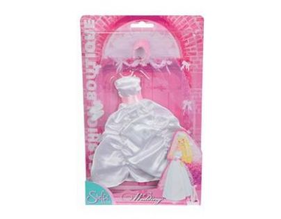 Simba Šaty pro panenku Steffi 29 cm svatební Světle růžová korunka