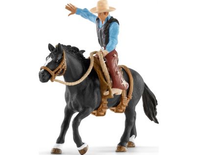 Schleich Osedlaný kůň s kovbojem