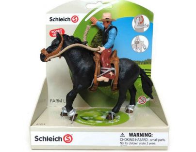 Schleich Osedlaný kůň s kovbojem