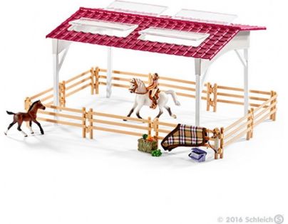 Schleich 42344 Stáj s koňmi a příslušenstvím v pastelových barvách - Poškozený obal