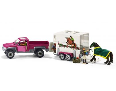 Schleich Pick up s přívěsem a koněm