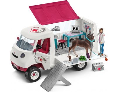 Schleich Mobilní veterinářská klinika s klisnou a ošetřovatelem