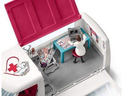 Schleich Mobilní veterinářská klinika s klisnou a ošetřovatelem