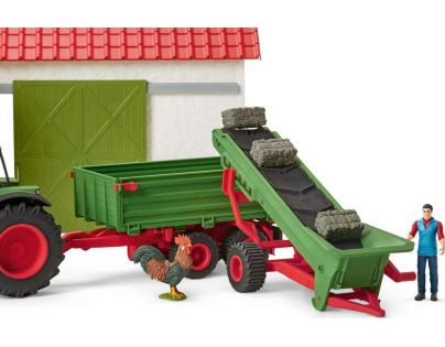 Schleich Zemědělský dopravník na seno s farmářem