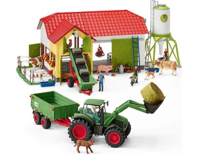 Schleich Zemědělský dopravník na seno s farmářem