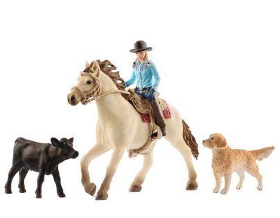 Schleich 42419 set Westernová jezdkyně se zvířátky
