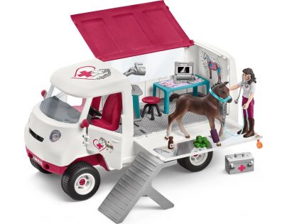 Schleich Horse Club Nová mobilní veterinární klinika s klisnou a ošetřovatelem