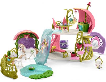 Schleich 42445 Třpytivý květinový dům s jednorožci, jezerem a stájí