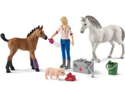 Schleich Návštěva lékaře u klisny a hříběte