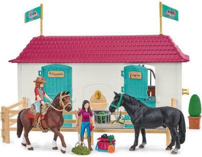 Schleich Velký dům se stájí příslušenstvím a kloubovými figurkami