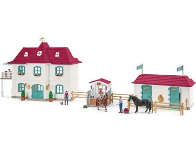 Schleich Velký dům se stájí příslušenstvím a kloubovými figurkami