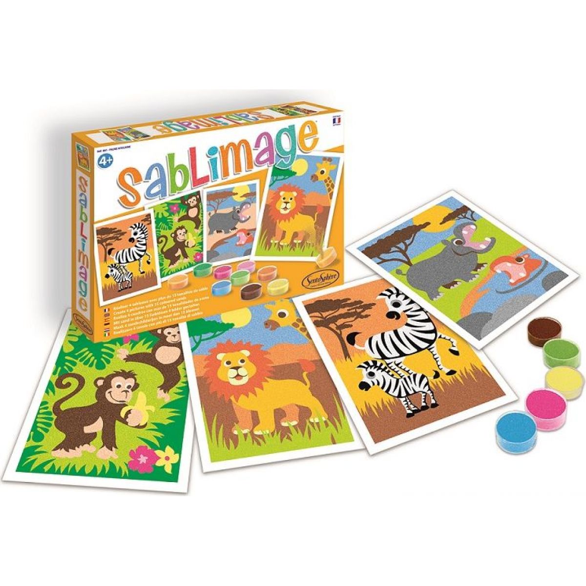 Sentosphère Sablimage Ricarica - 4 Schede Da Colorare Con La Sabbia, Animali Domestici, Dimensioni 25 X 18,5 Cm, Attività Creativa Per Bambini