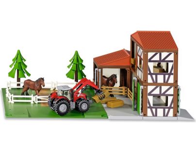 Siku 5609 Stáj s koňmi a traktorem v měřítku 1:50