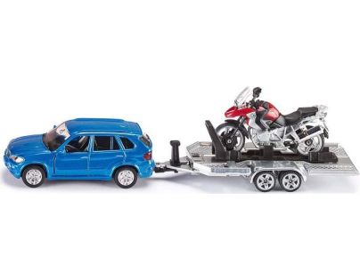 Siku Super Auto s vlekem a motorkou Dárek zdarma 1:55