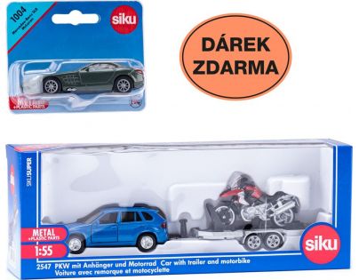 Siku Super Auto s vlekem a motorkou Dárek zdarma 1:55