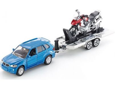 Siku Super Auto s vlekem a motorkou Dárek zdarma 1:55