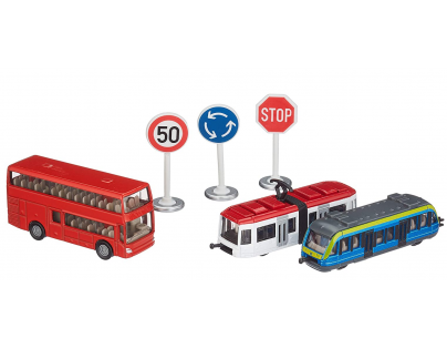 Siku Super 6303 Set městská vozidla a značky červený autobus