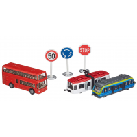 Siku Super 6303 Set městská vozidla a značky červený autobus 2