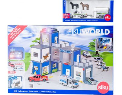Siku World Policejní stanice a auto pro přepravu koní