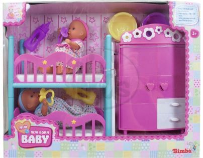 Simba Mini New Born Baby Dětský pokoj a 2 panenky