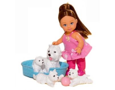 Simba Panenka Evička s domácími mazlíčky Bílá štěňátka