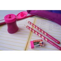 Školní set pro praváky STABILO EASYgraph růžový s gumou a ořezávátkem 6