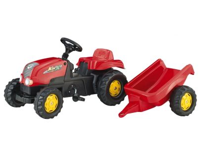 Šlapací traktor Rolly Kid s vlečkou - červený - Poškozený obal